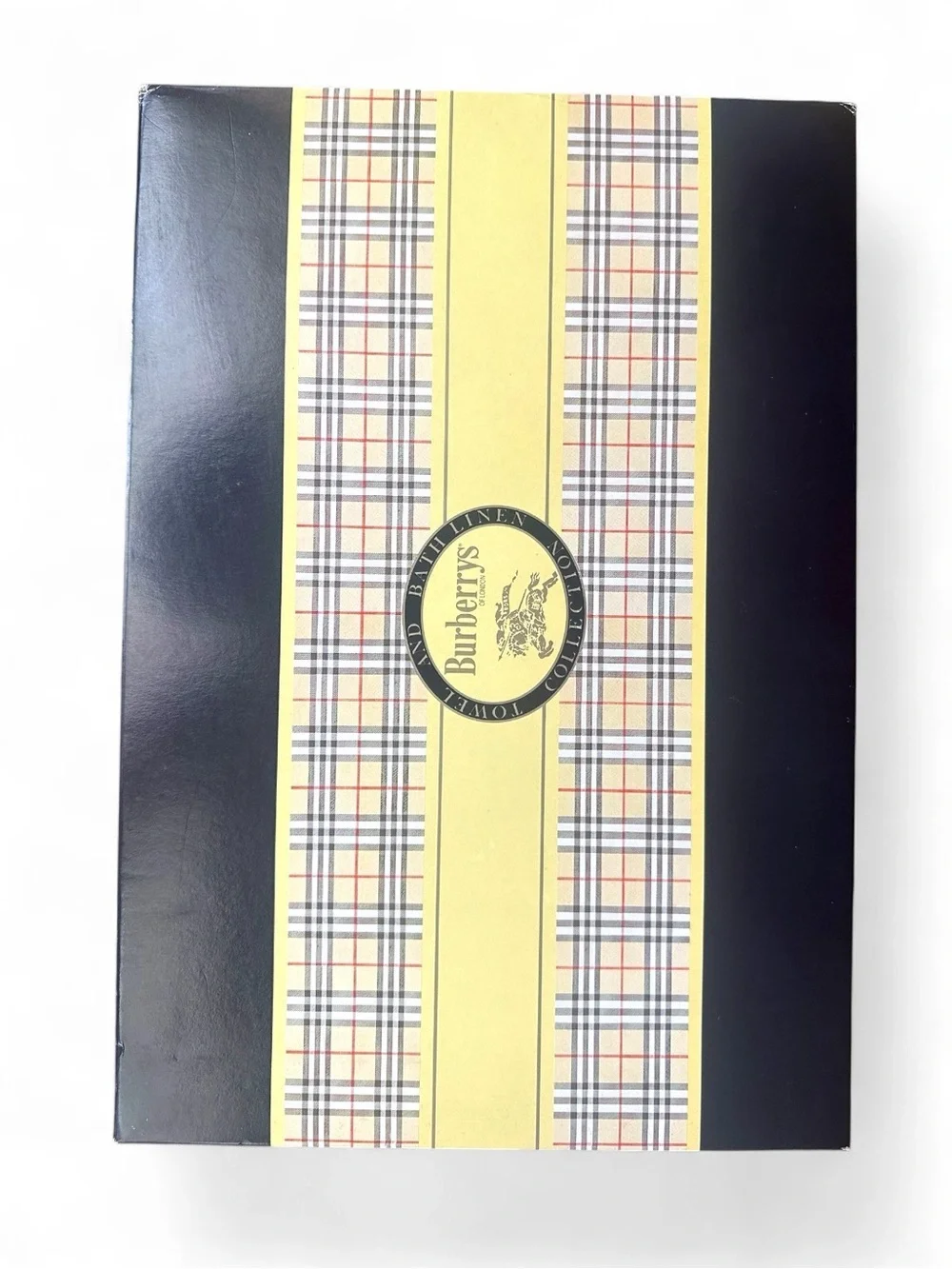 Vintage Burberrys London 2pc Cotton Towel Set Blue Check NIB Japan